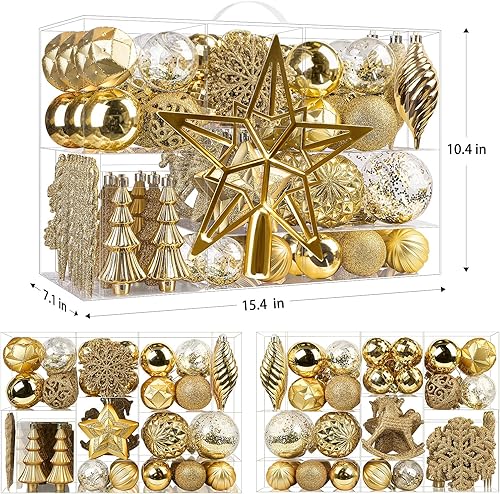 Miniatura 2 de SHareconn Juego de 100 bolas de Navidad, bolas decorativas de plástico inastillables para decoración de árbol de Navidad, decoración de vacaciones,