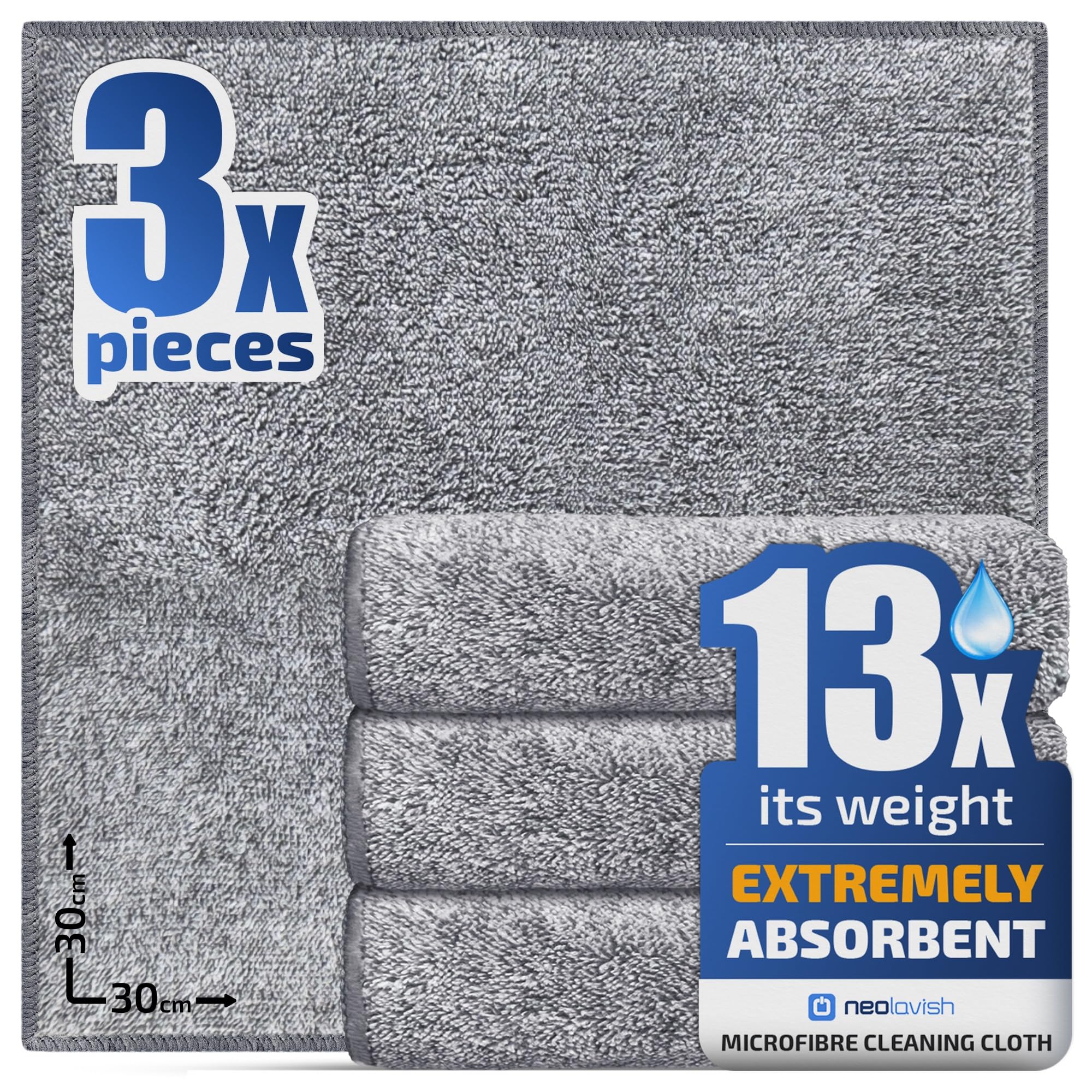 NeoLavish® Thick Microfibre Cleaning Cloth | Kitchen Dish Cloths | 3 Pack