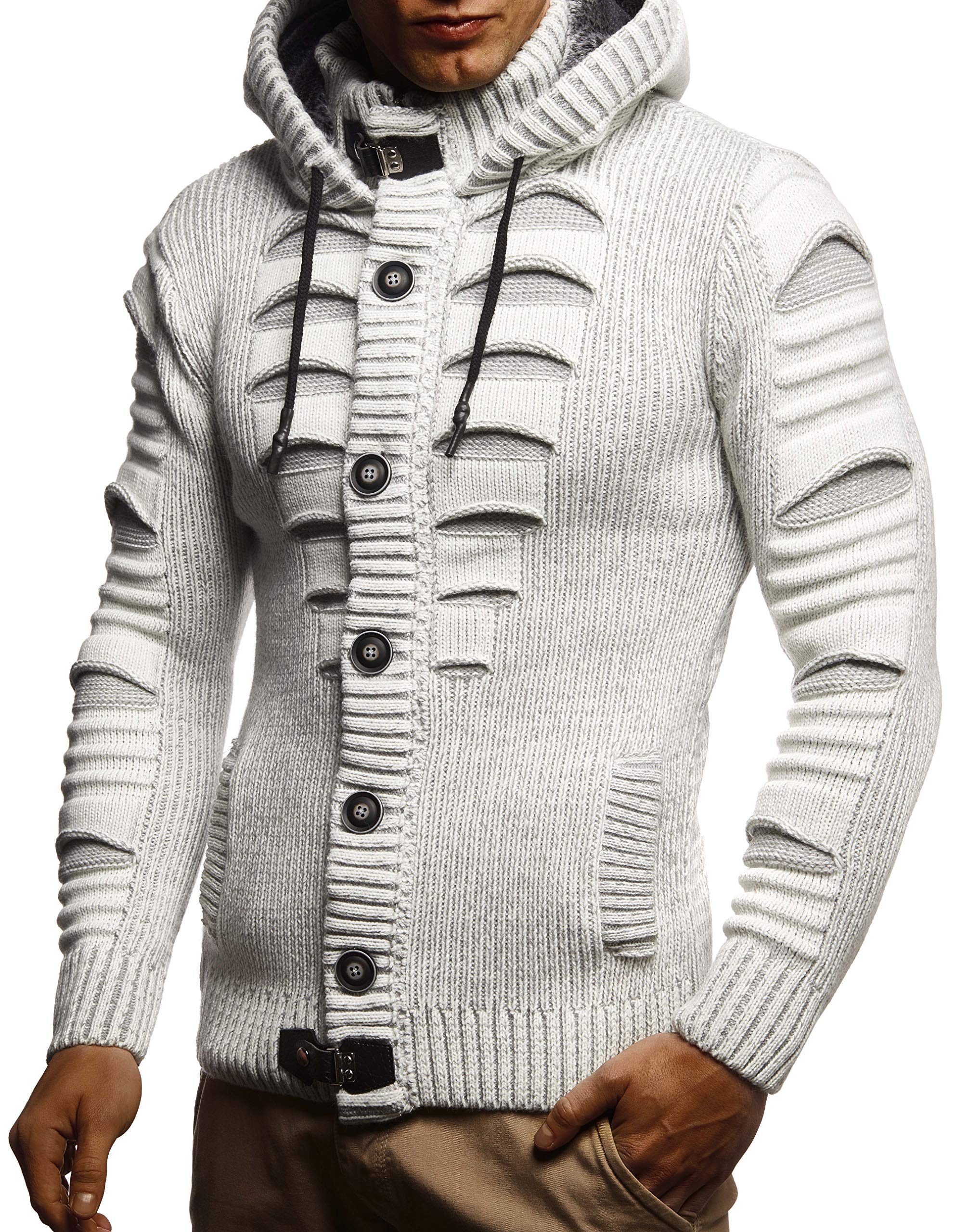 Leif Nelson Giacca Uomo in Maglia con Cappuccio Cardigan LN-5605