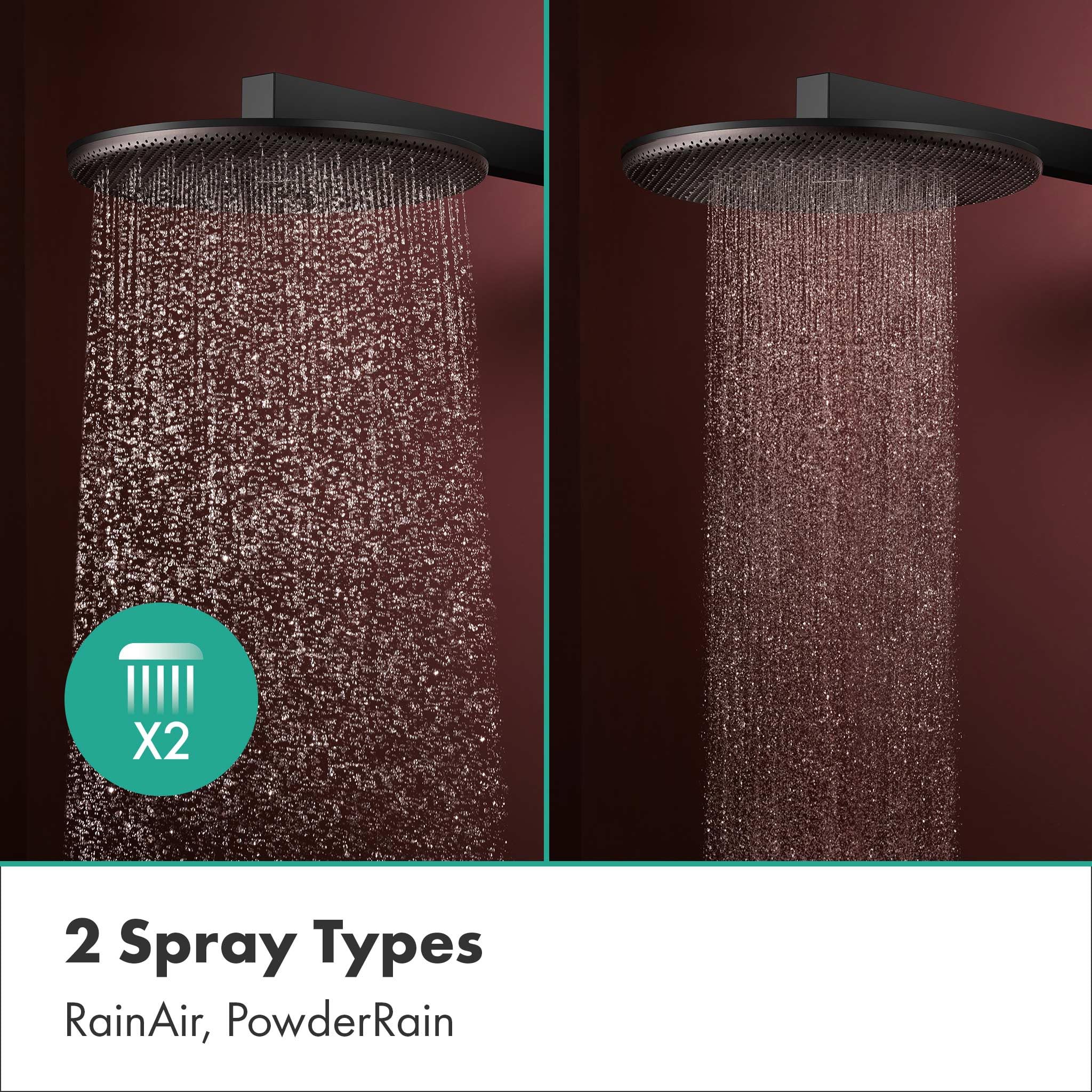 hansgrohe Raindance Alive S - wassersparende Kopfbrause (EcoSmart) mit Brausearm, Duschbrause, Regendusche mit 2 Strahlarten für Wandmontage, Brausekopf, Antikalk-Funktion, Mattschwarz, 24541670