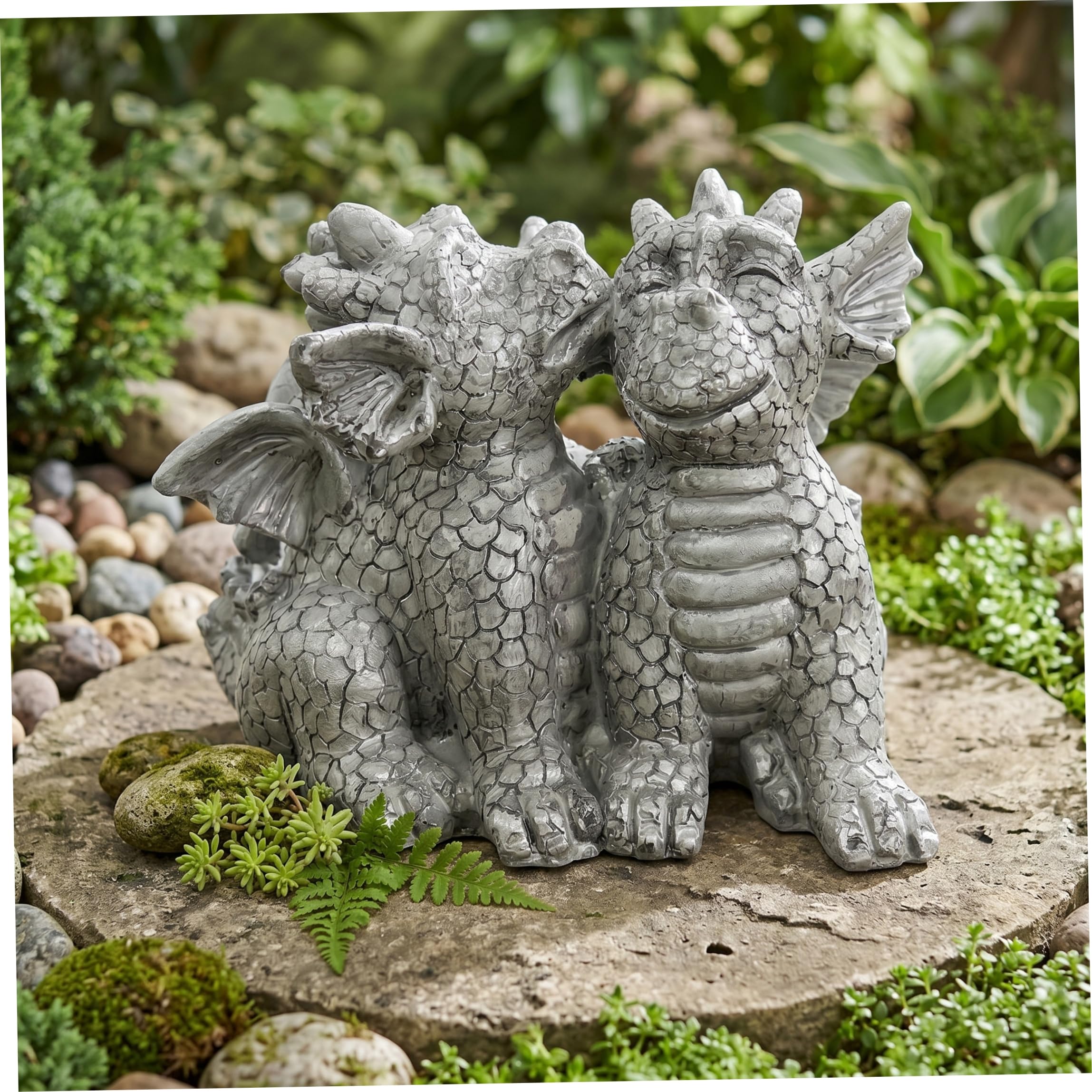 Faticenic Dragon Garden Statue, Outdoor Resin Lawn Ornaments, Resin Garden Sculpture for Outside Lawn Patio Yard Ornament, Dragon Statue Outdoor