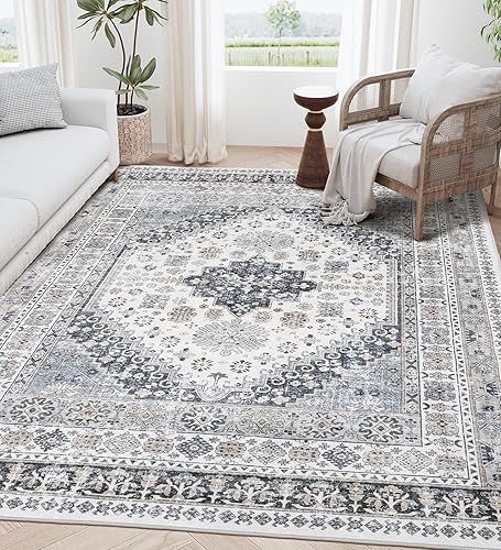 befbee Alfombra de área de 9 x 12 pies, ultrafina, lavable para sala de estar, antideslizante, ligera, plegable, resistente a las manchas, alfombra