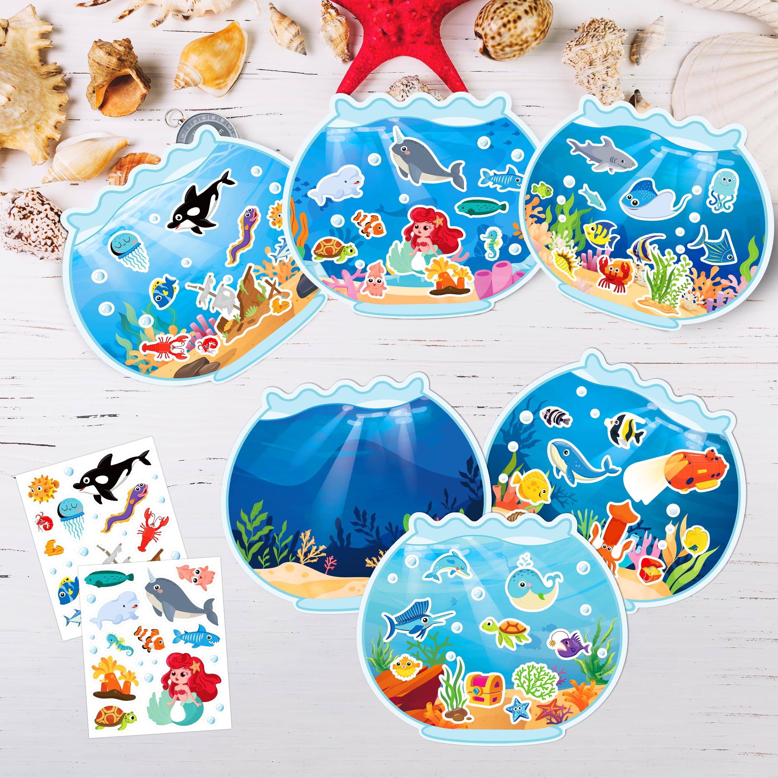 kortes Ocean Animal Face Sticker - 30 PCS Sea Animal Aquarium Scene Make a Face Sticker Sheets for Kids Make Your Own Sea Fish Tank Scene Craft Games for Kids Classroom Activities - Image 5