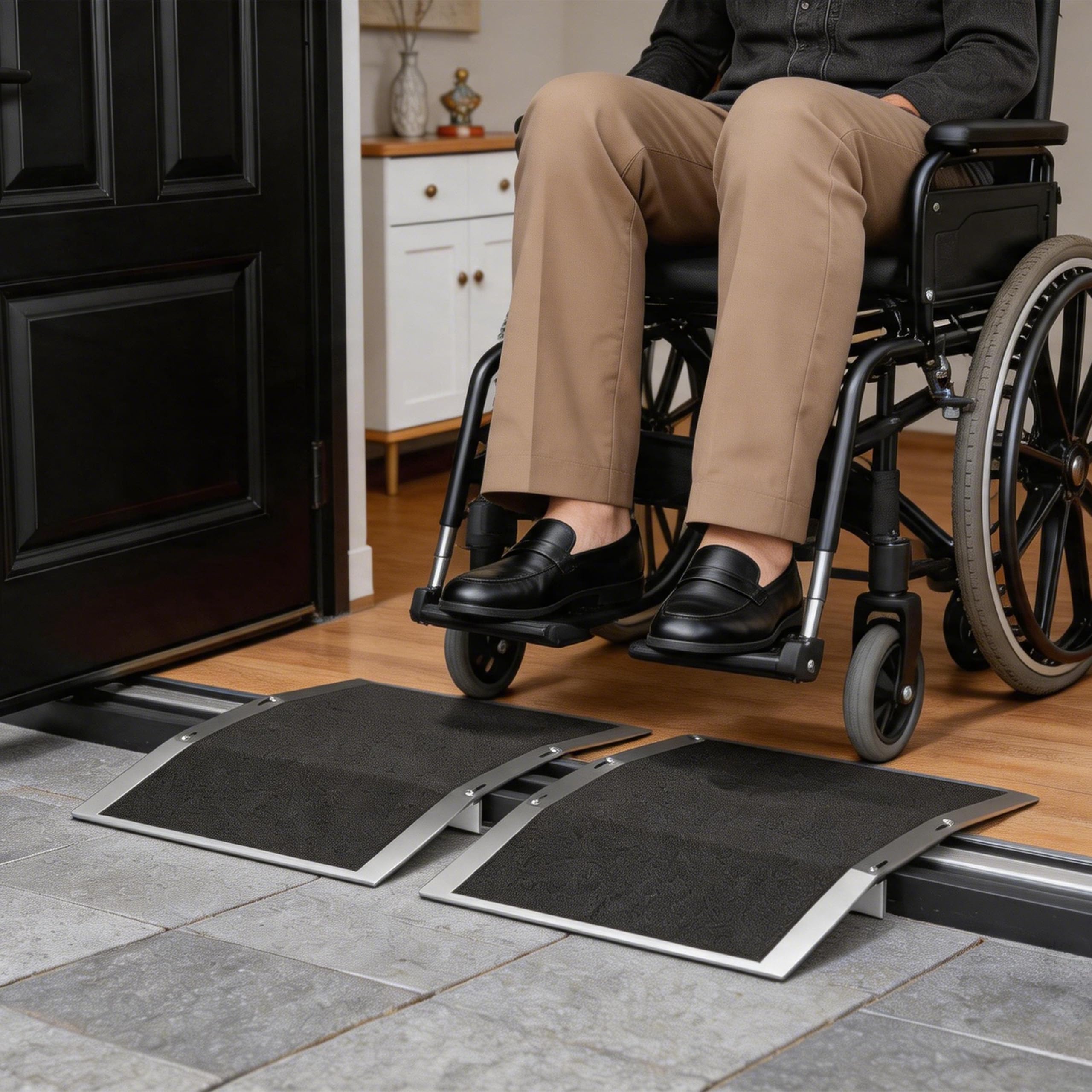 Rampa de umbral de puerta, 2 unidades, 30 x 43 cm, para puertas de 7 a 13 cm de ancho, para puertas de 7 a 13 cm de ancho, robot aspirador para robot aspirador, cochecito andador o scooter