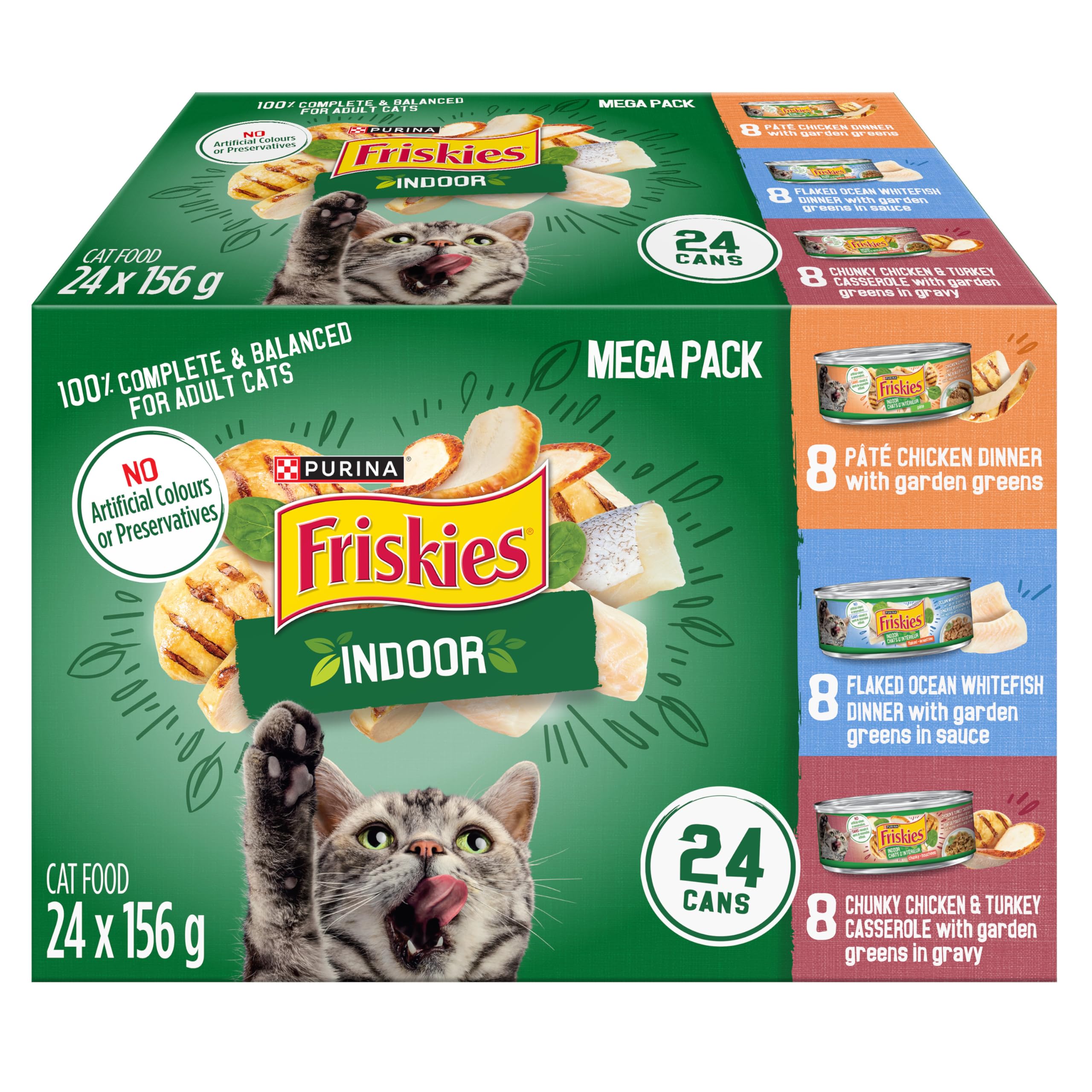 Friskies Indoor Wet Cat Food, Variety Pack 3 Flavours - 156 g Can (24 Pack) image 5