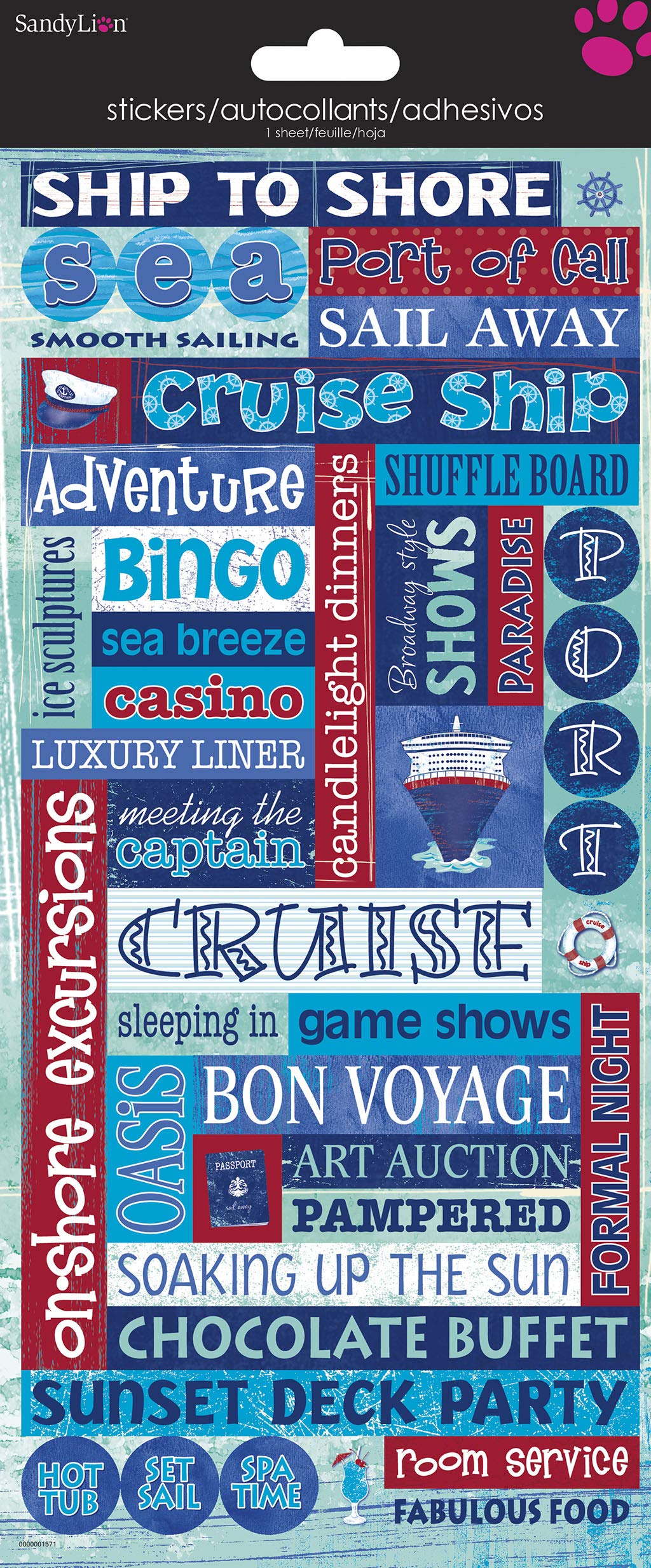 Sandylion Cruise Words Paper with Glitter Sticker 5 5 Inch by 12 Inch | amzdealz