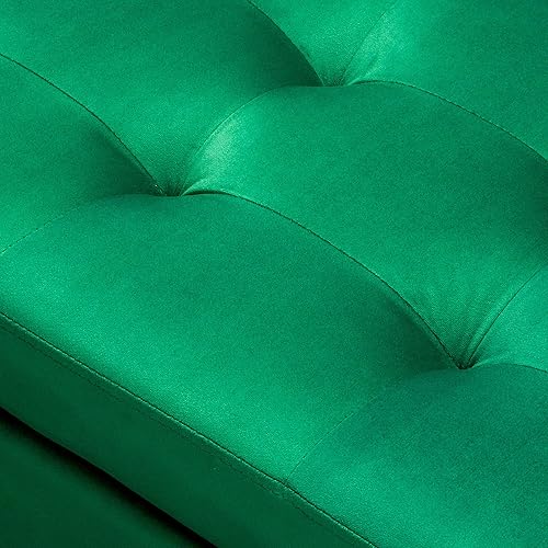 Miniatura 6 de Comfy to go Banco de almacenamiento de terciopelo, otomano tapizado con patas doradas, banco acolchado para el extremo de la cama, para sala de