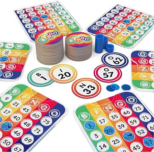 Miniatura 6 de Pack & Go - Juego de bingo de Spin Master Games al aire libre, juegos para niños, juegos de patio, juegos portátiles de bingo arcoíris para adultos