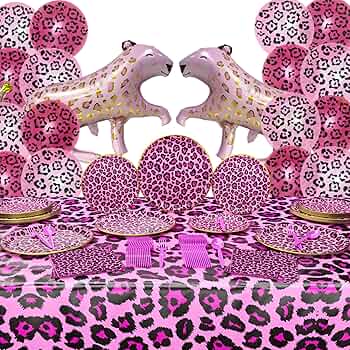 Amazon.com: Pink Leopard Deluxe Party Supplies Pack (124