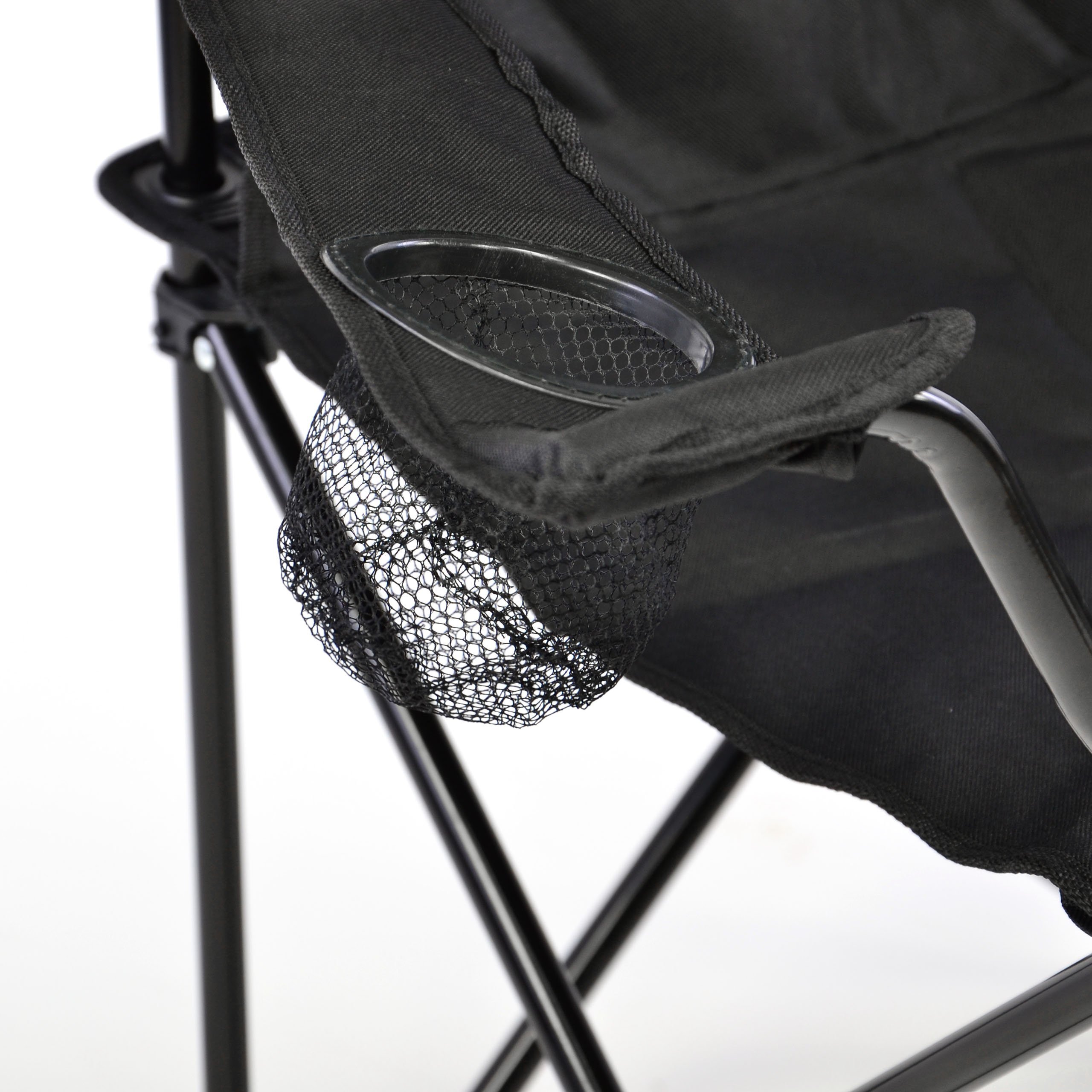 Nexos 2-er Set Angelstuhl Anglerstuhl Faltstuhl Campingstuhl Klappstuhl mit Armlehne und Getränkehalter praktisch robust leicht schwarz