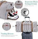 80L Duffle Bag for Travel, Large Foldable Waterproof Travel Duffel Bags Weekender Overnight Bag for Men and Women with Shoe Compartment (Stripe)