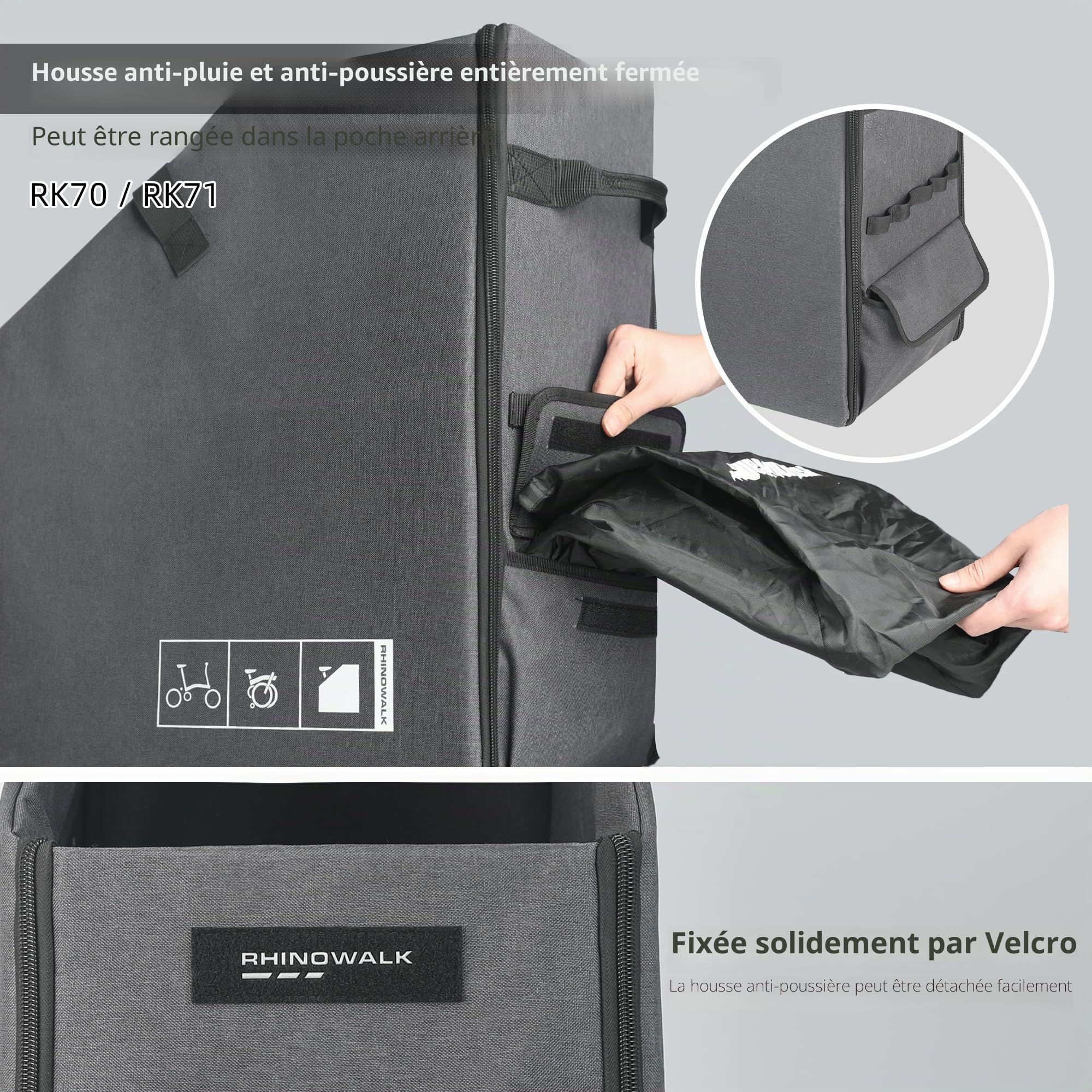 Rhinowalk Boîte de Rangement pour vélo Pliable Brompton, Coffre de Voiture Pliable, étui de Rangement pour Transport de vélo, Sac de Voyage pour vélo, YRK70G