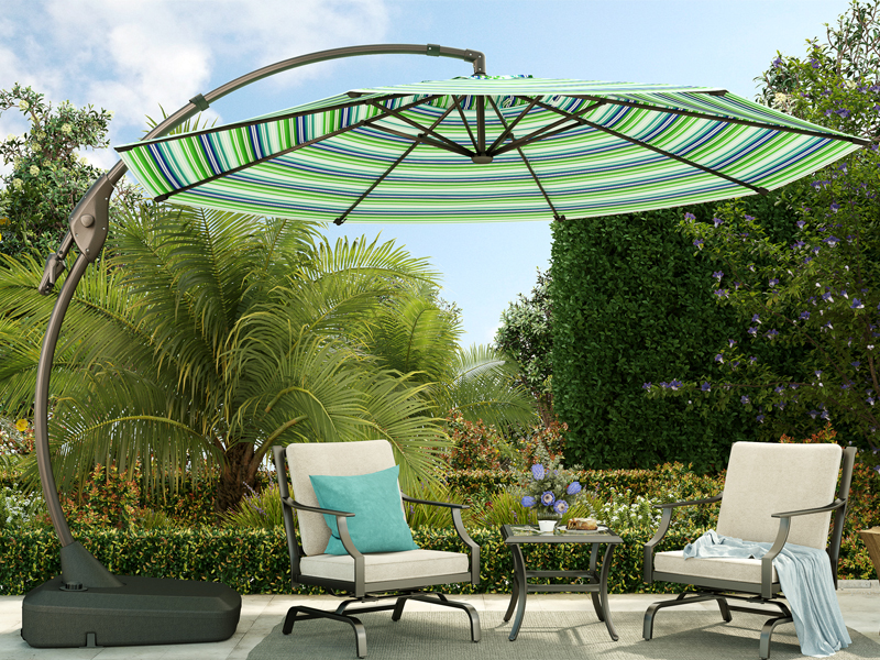 Grand patio 11 FT Cantilever Umbrella with Base Outdoor Large Round Aluminum Offset Umbrella for Pool Garden Backyard (Stripes, 11 FT) : Patio, Lawn & Garden