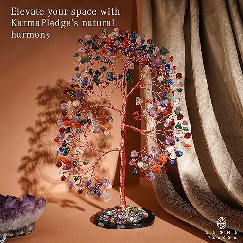 Miniatura 68 de Árbol de la vida de cristal curativo de 7 chakras, árboles bonsái hechos a mano para energía positiva, dinero y buena suerte, árbol para decoración