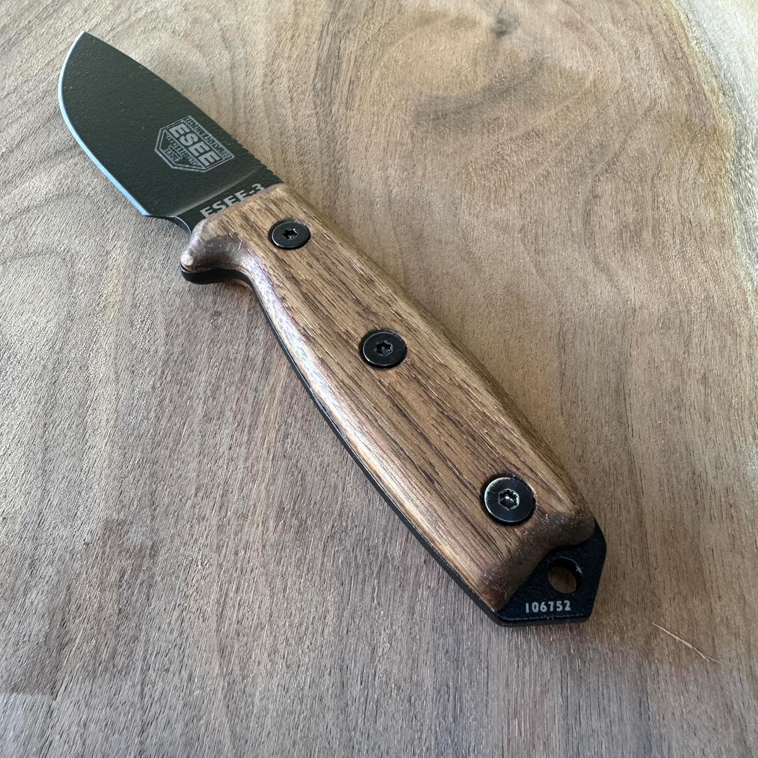 Handmade Walnut Scales for ESEE-3 and ESEE-4 Fixed Blades — Knife Handles Compatible with ESEE-3 ESEE-4 Fixed Blade (NOT the HM variants) — Aftermarket Replacement
