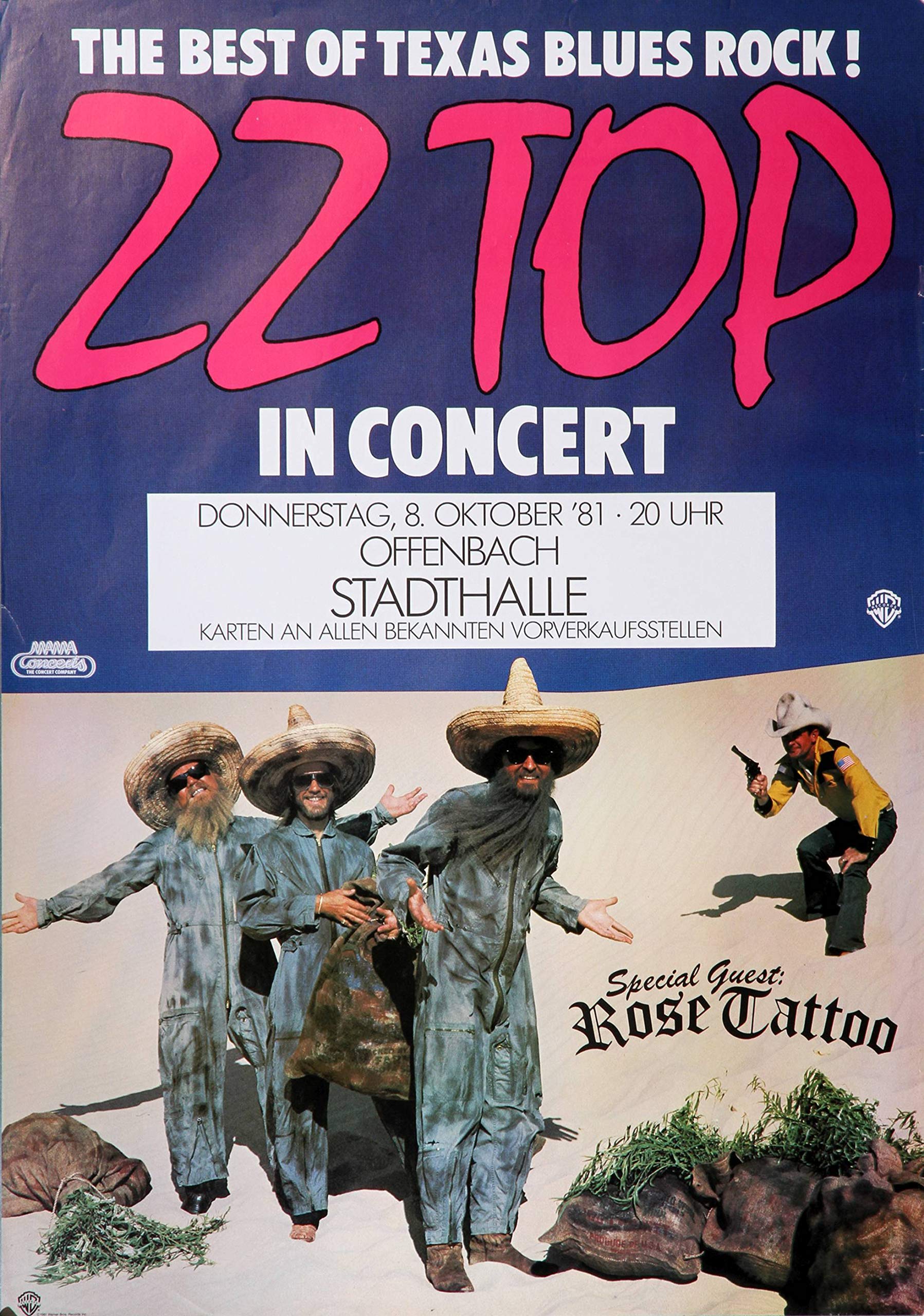 Premium Poster/Plakat | DIN A1 | Wanddeko | Live Konzert Veranstaltung » ZZ Top - Best of Texas Blues Rock, Offenbach 1981 «