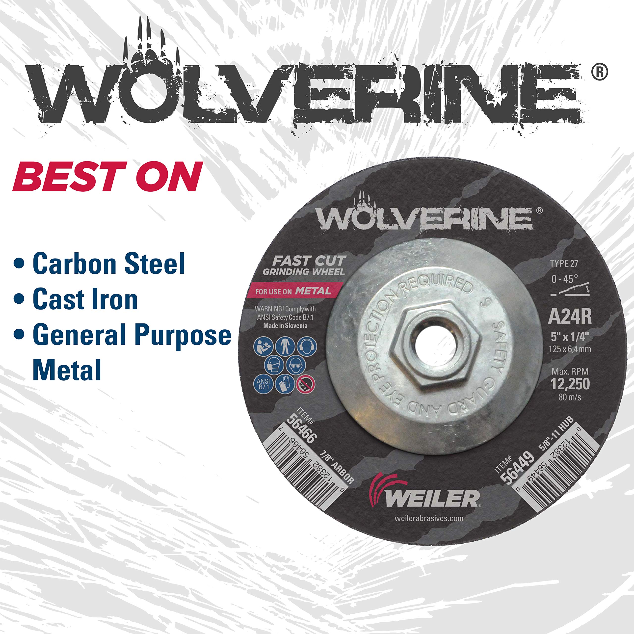 Weiler 56449 5" X 1/4"- A24R- 5/8"-11Ah