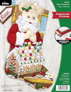 Bucilla Felt Applique 18" Stocking Making Kit, Gingerbread Christmas, Perfect for DIY Arts and Crafts, 89331E