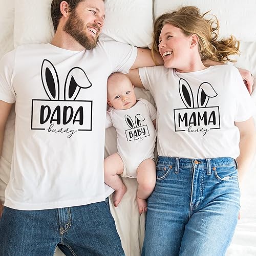 Miniatura 5 de Easter Bunny Shirts, Daddy Dada Mama Mom Baby Bunny Matching Group Funny Family Easter Party Outfit Pregnancy T-Shirt, Cute Rabbit Lover Casual