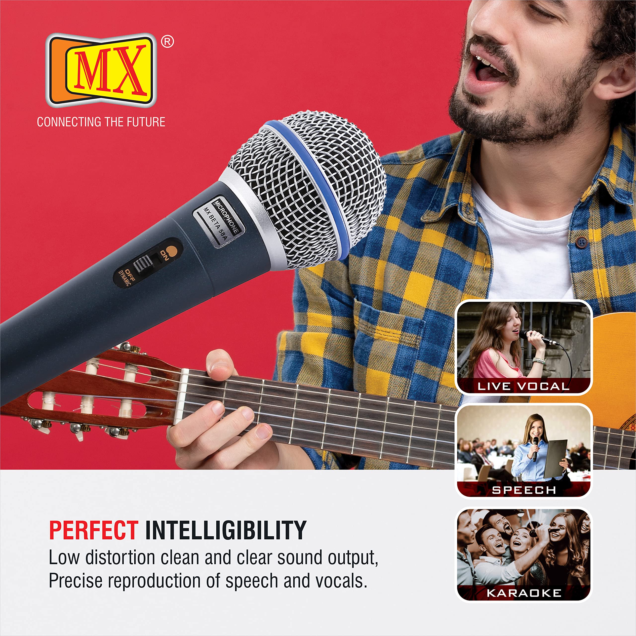 MX beta 58a Microphone Dynamic Cardioid XLR Cable Unidirectional Microphone for Solo Vocals mic for Karaoke Singing mic Speech Recording 3
