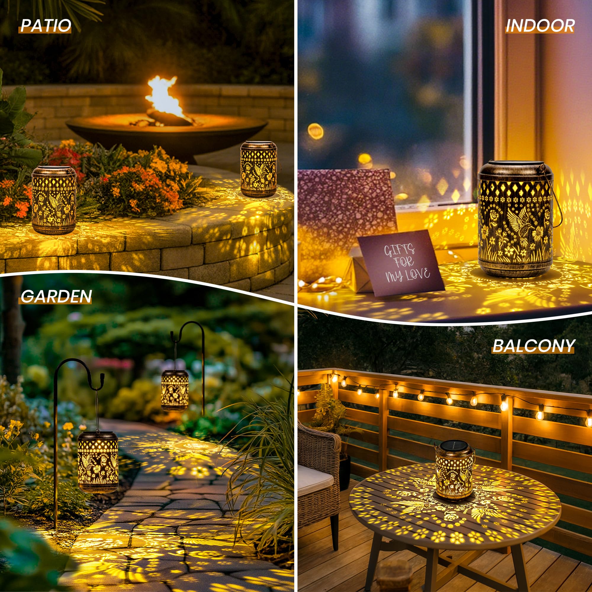 GIGALUMI Lanterne solari per esterni, colibrì, luci solari da giardino, regalo di compleanno unico per mamma, donne, amici, decorazione da giardino in metallo impermeabile per cortile, patio, cortile