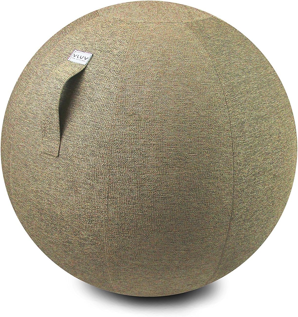 VLUVSTOV Premium Quality Self-Standing Sitting Ball with Handle - Home or Office Chair and Exercise Ball for Yoga, Back Stretching, or Gym- Upholstery Fabric Stability Ball (Pebble, 25.6")