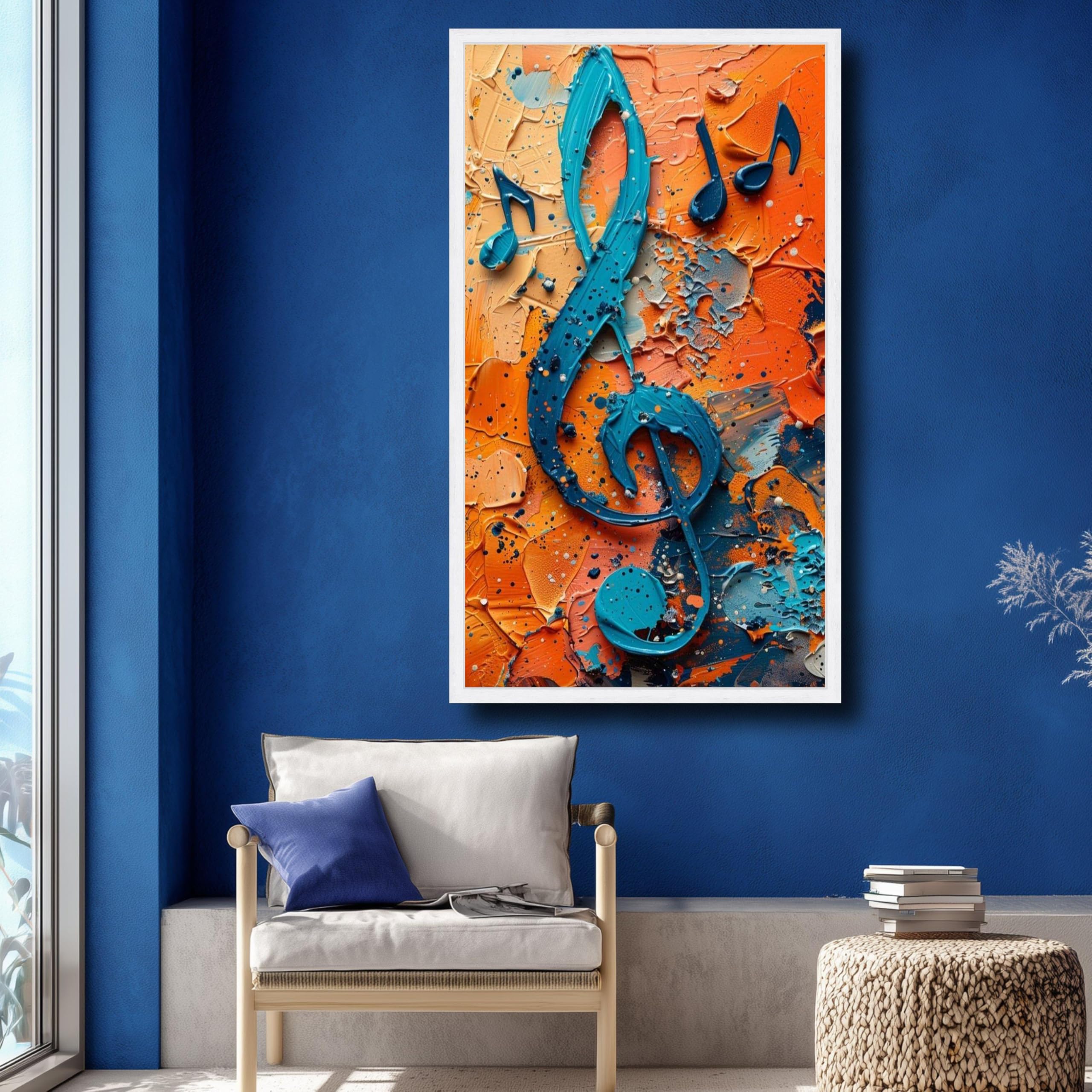 Toile musique clé de sol bleue de qualité supérieure