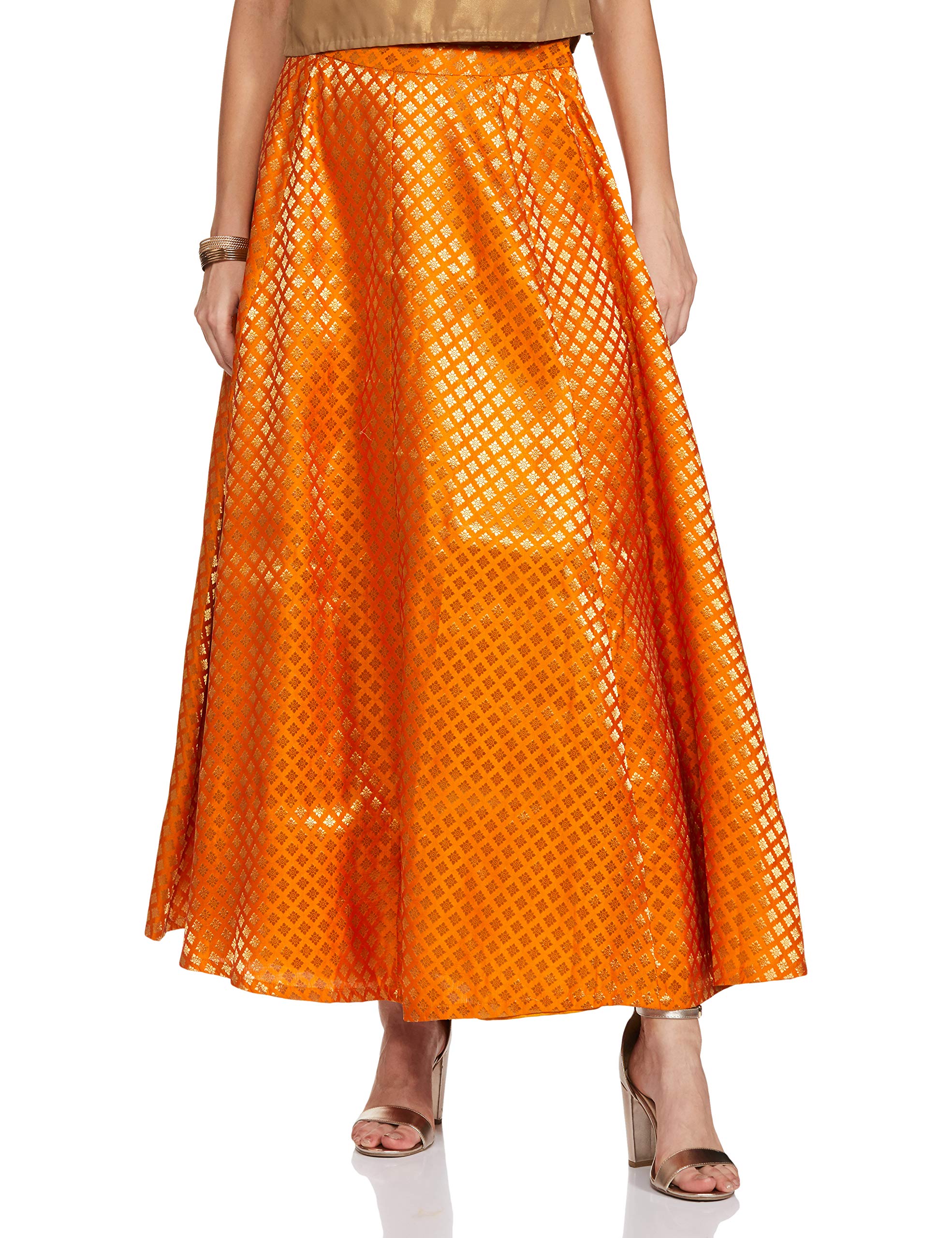 IndyaJade Green Sequin Embellished Border Silk Maxi Skirt