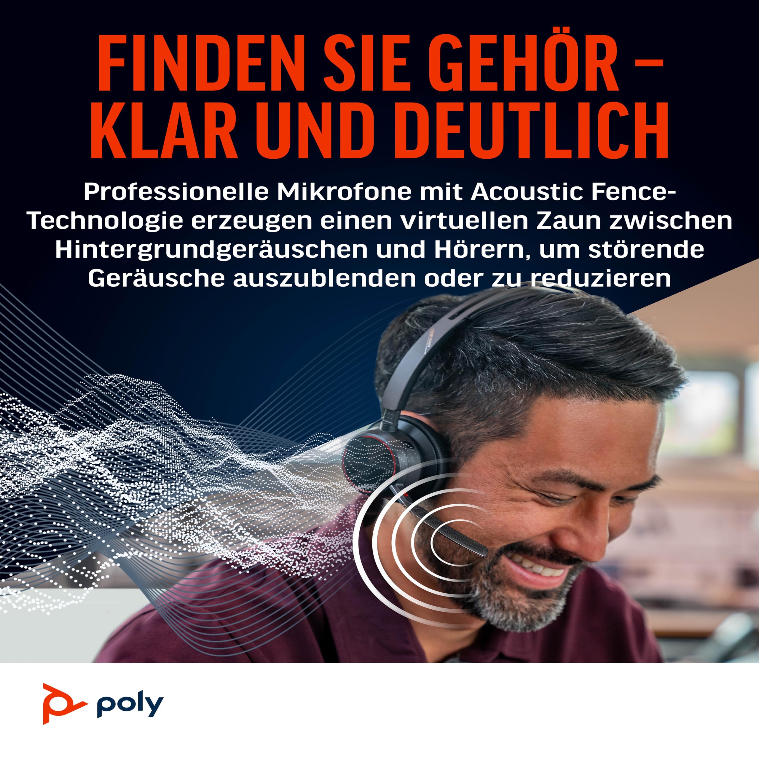 Poly Voyager Focus 2 UC schnurloses Headset mit Mikrofon & Ladestation – Active Noise Cancelling (ANC) – Verbindung mit PC/Mac/Mobiltelefon über Bluetooth – Kompatibel mit Teams (zertifiziert), Zoom