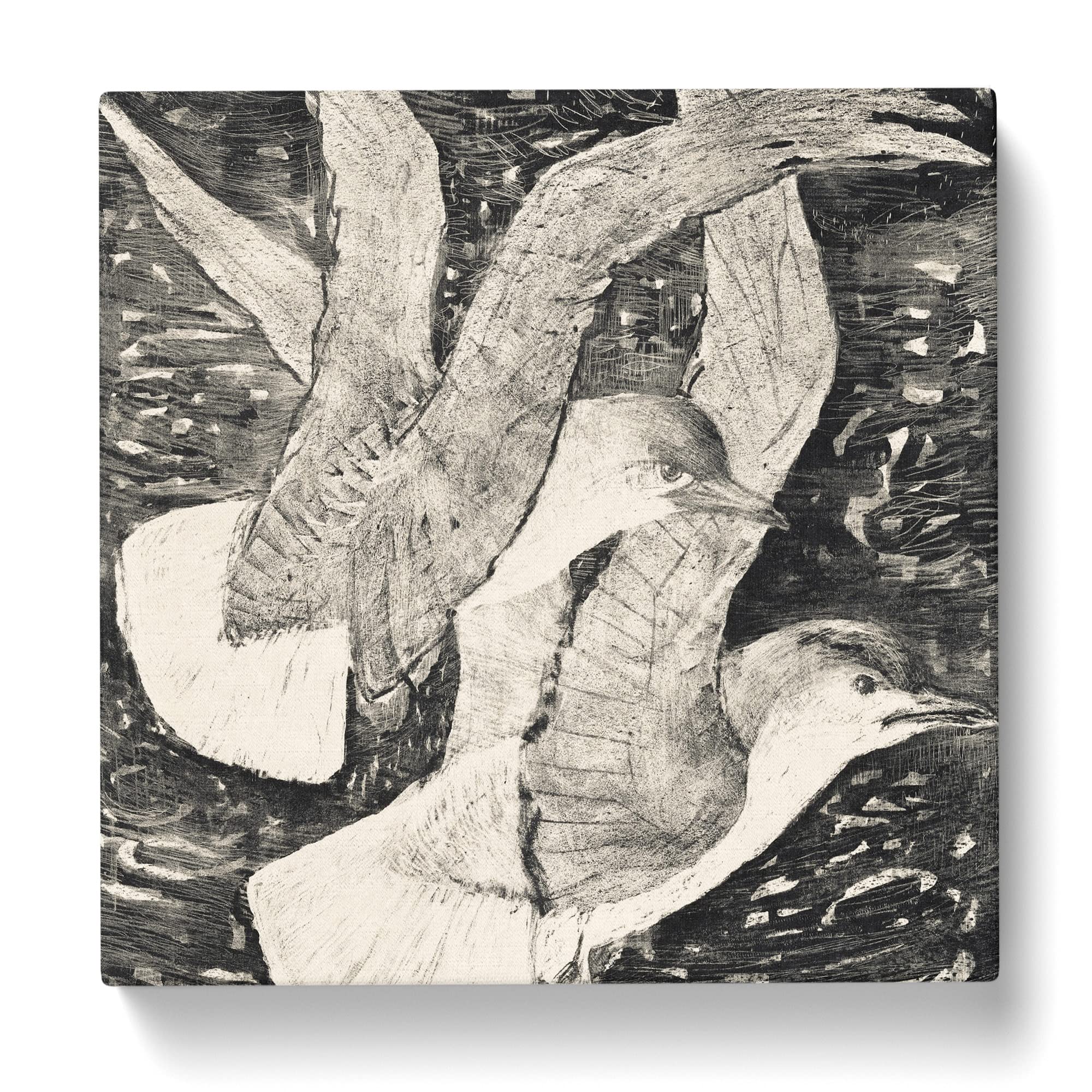 Two Flying Seagulls by Theo van Hoytema Canvas Print, Mixed, 35L x 35W cm - Image 3