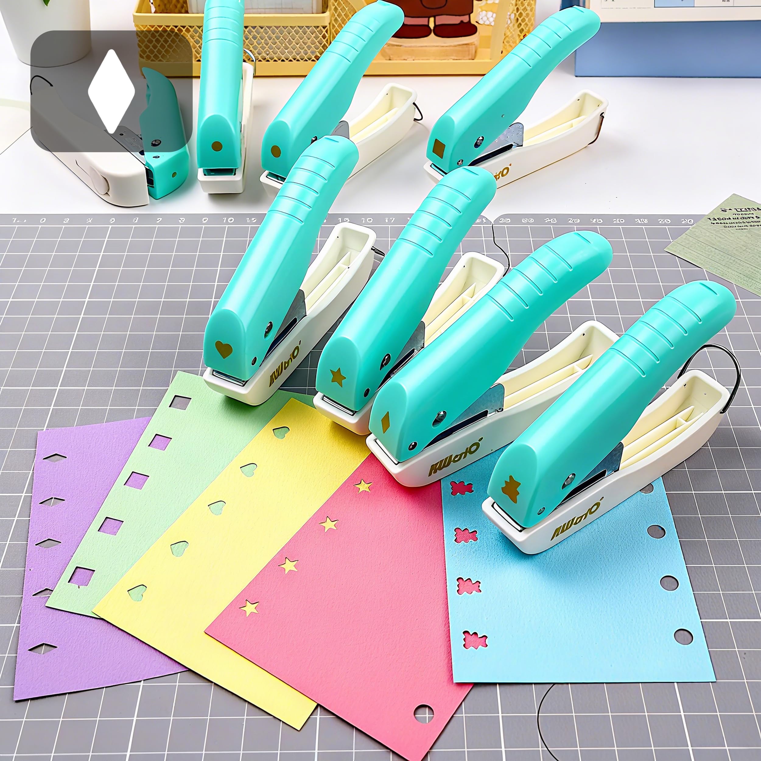 Diamond Pattern Paper Embosser, Lightweight Squeeze Punch Tool for DIY Scrapbooking, Card Making, Journal Decor - Sky Blue