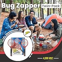 Vista 2 de Zap It Bug Zapper - Raqueta mata mosquitos recargable de 4000 voltios, cable de carga USB, Paquete de 2