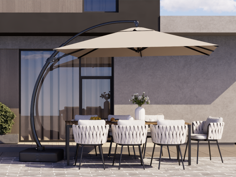Kingdura 10x10 FT Cantilever Patio Umbrella with Base Included, Large Square Offset Outdoor Pool Umbrella, 360° Rotation & Infinite Tilt, Heavy Duty Aluminum Frame for Deck Backyard, Beige : Patio