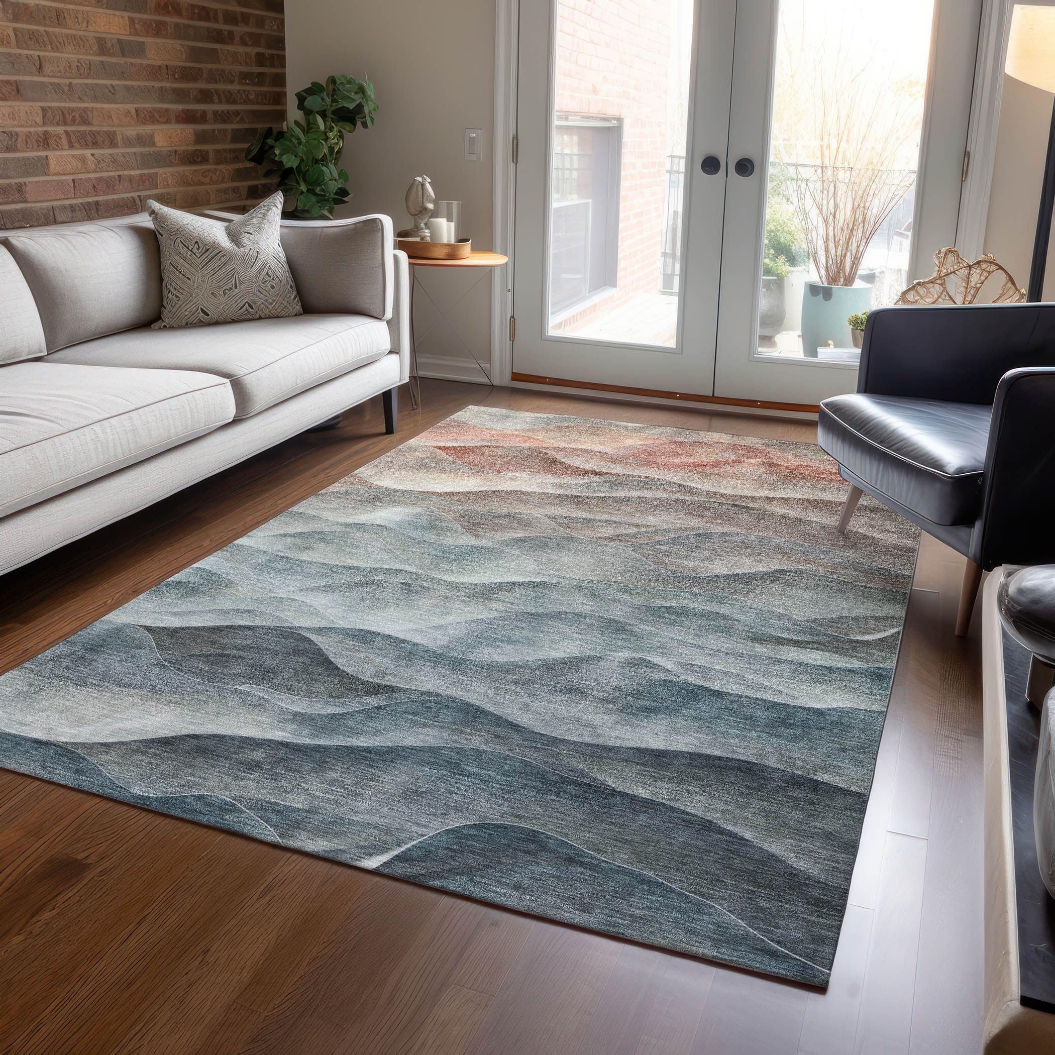 Addison Rugs Chantille ACN1618 Teal 5' x 7'6" Indoor/Outdoor, Machine Washable, Easy Clean, Non Shedding, Bedroom, Living Room, Dining Room, Kitchen,