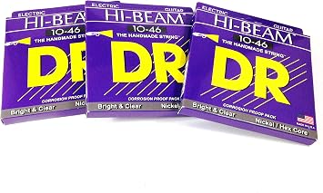 DR Guitar Strings 3 Pack Electric High Beam 10-46 Nickel Plated Hex Core Medium
