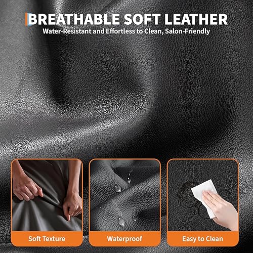 Miniatura 8 de Garvee Silla de salón para estilista, silla reclinable giratoria de 360 con reposacabezas ajustable, bomba hidráulica resistente, silla de