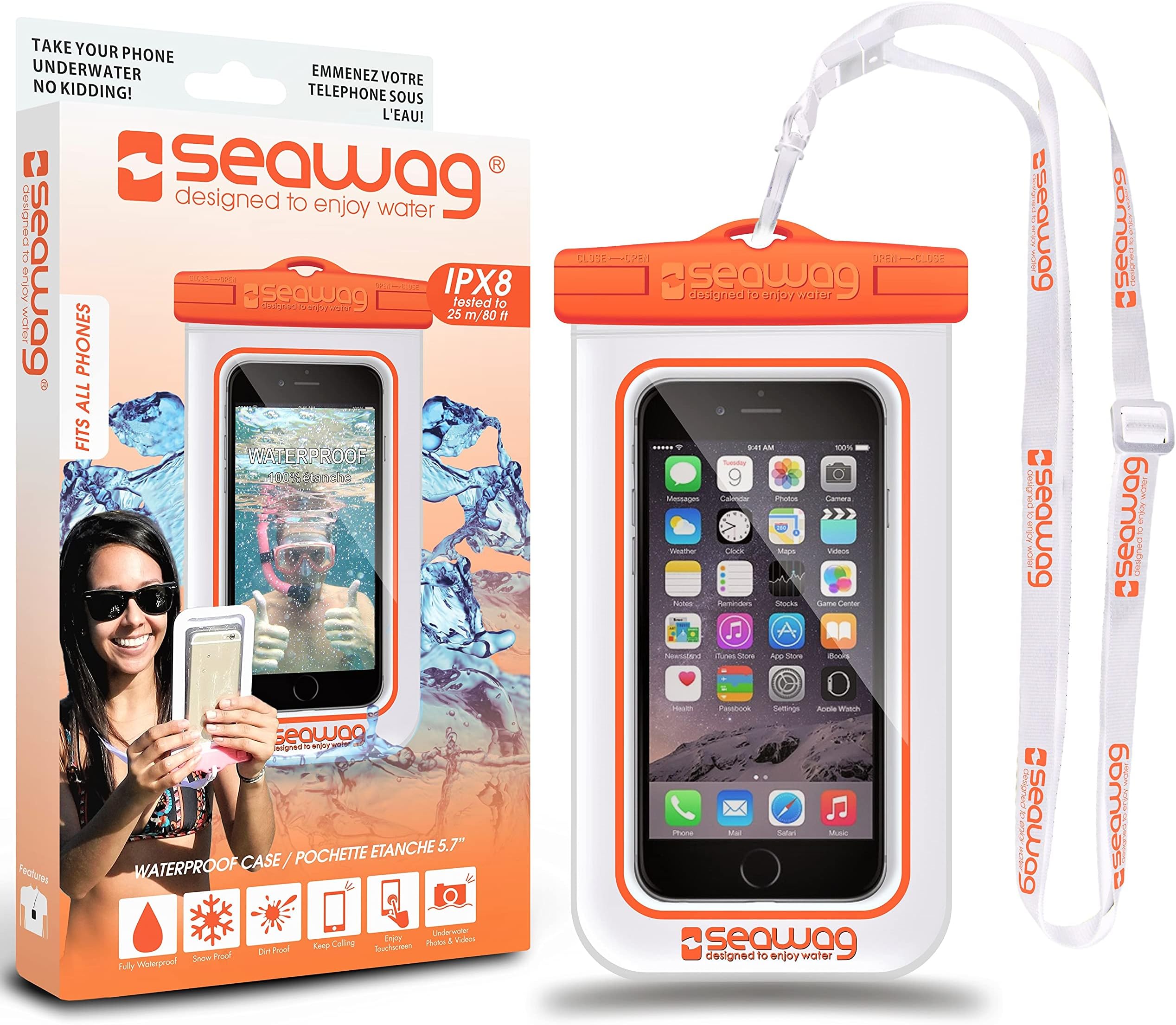 SeawagUniversal Waterproof Case for Smartphone 5.7" (White/Orange)