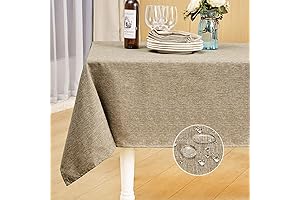 Mebakuk Burlap Tablecloth Rectangle, 52" x 70" Waterproof, Anti-Shrink and Wrinkle Resistant...
