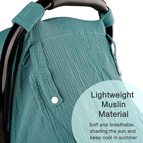 Miniatura 2 de Fundas de asiento de automóvil de muselina para bebés, funda de asiento de automóvil de verano para niños y niñas con ventana transpirable, toldo