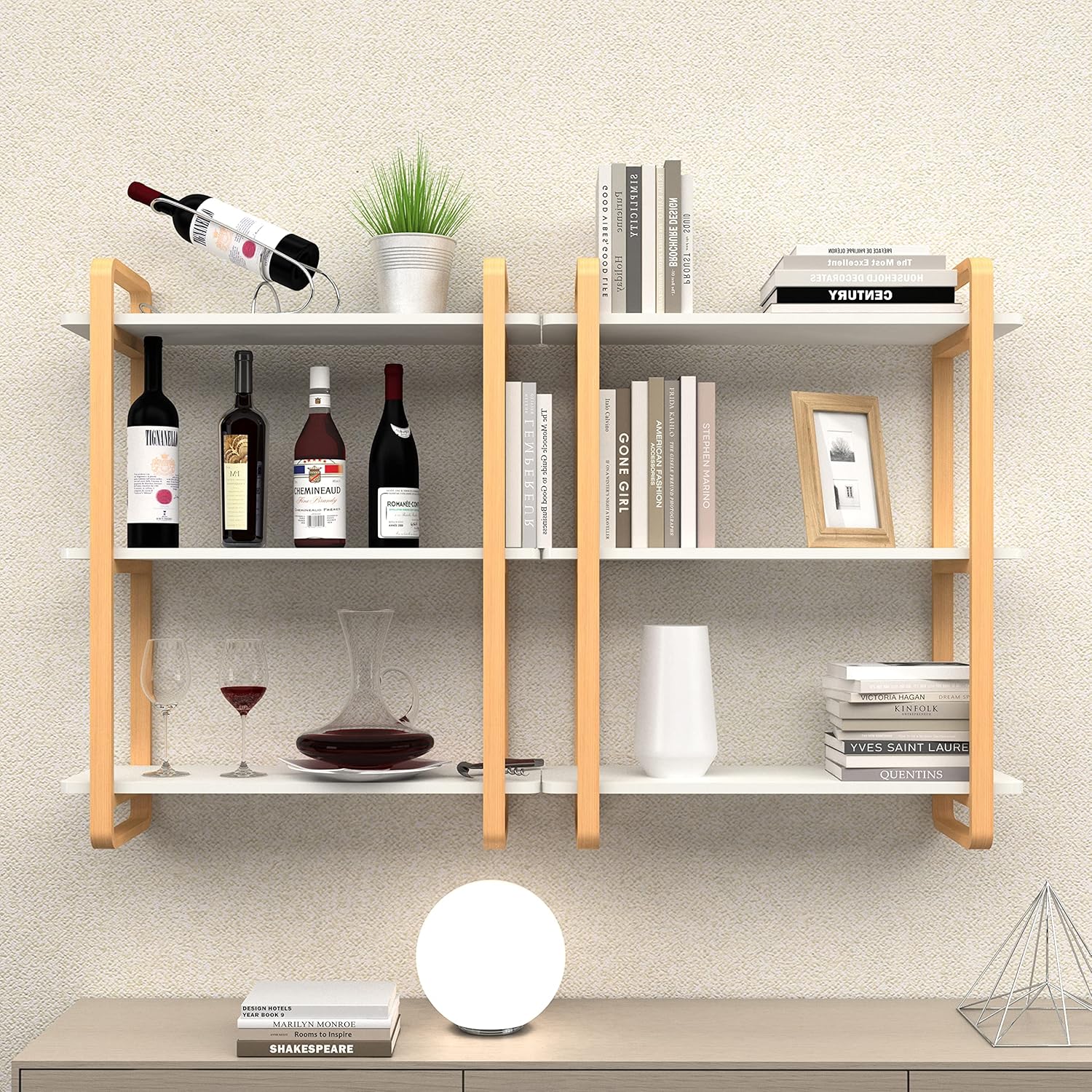 Floating Shelves for Wall, 3 Tier Bathroom Shelf, Solid Wood Bookshelf for Bedroom, Living Room, Kitchen, Office