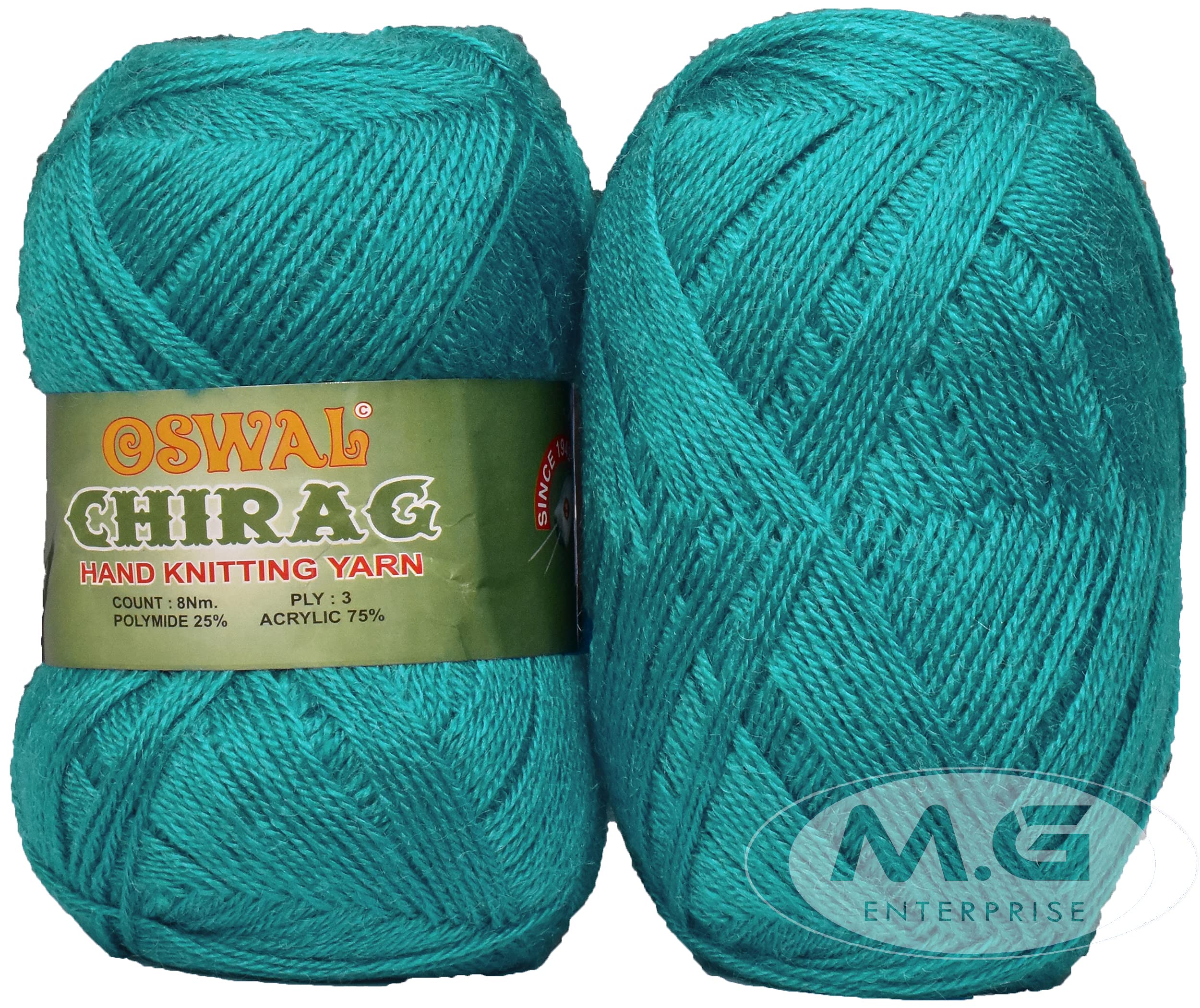 M.G ENTERPRISEOswal Chirag Teal (400 gm) Wool Ball Hand Knitting Wool/Art Craft Soft Crochet Hook Yarn, Needle Knitting Yarn Thread Dyed AI