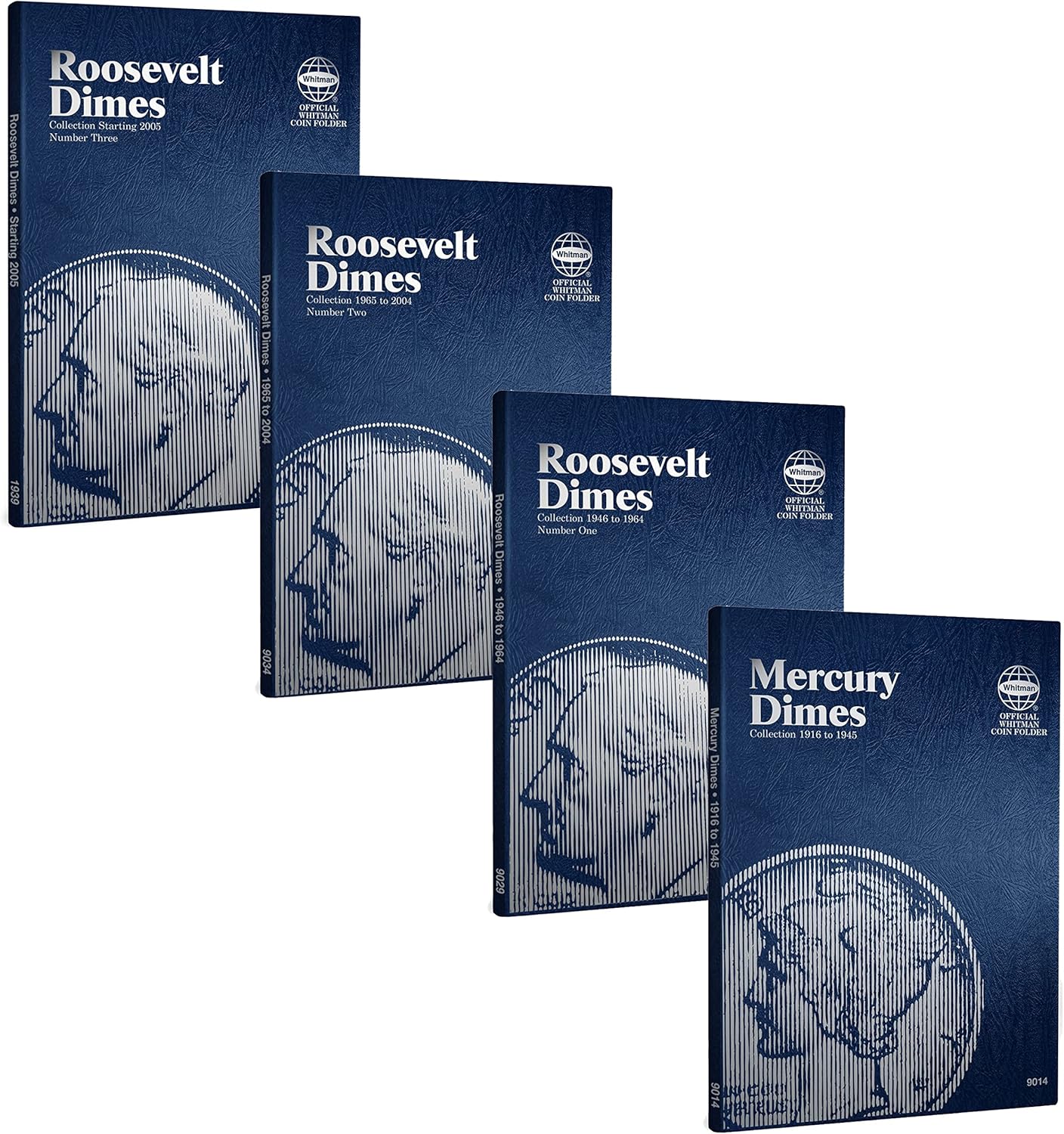 Whitman US Dime Folder Set Mercury and Roosevelt 1916 to Present Day #’s 9014 9029 9034 9039