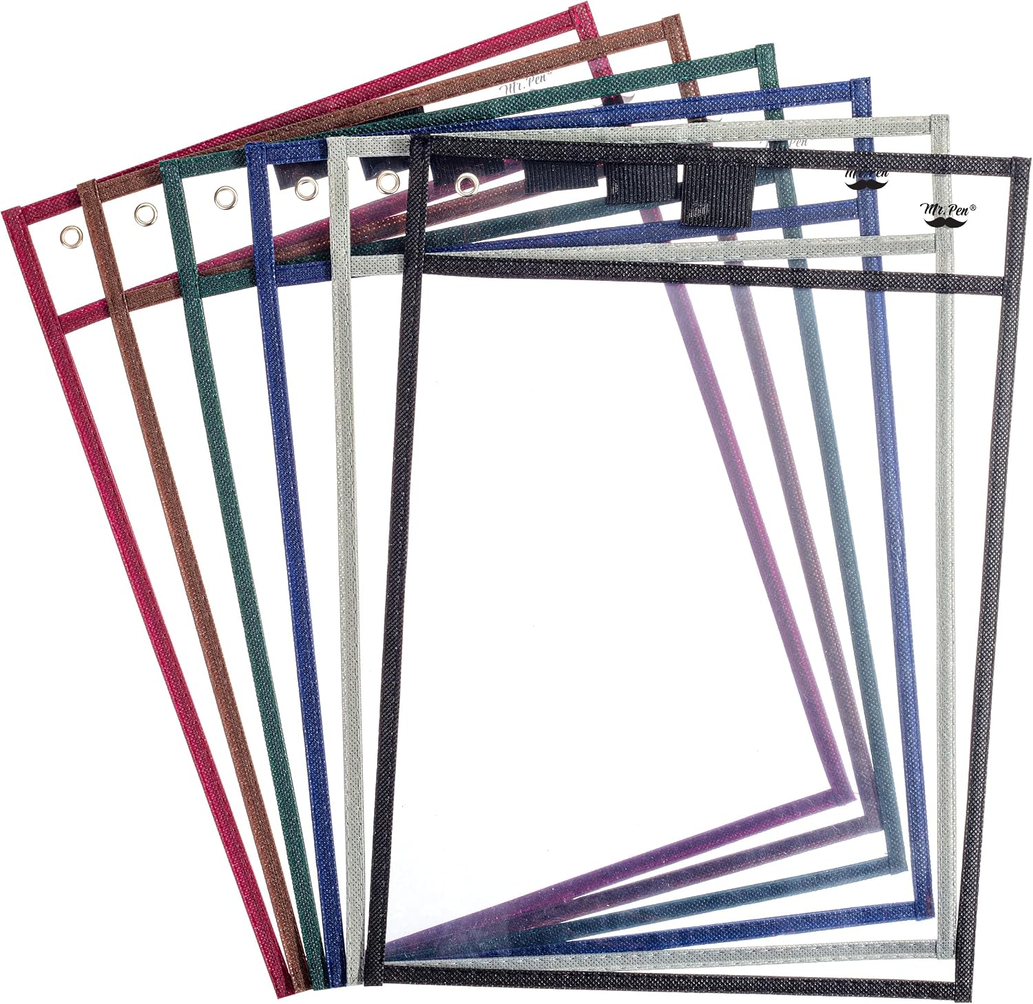 Mr. Pen- Reusable Dry Erase Pocket Sleeves, 10" x 14", 6 Pack, Colorful