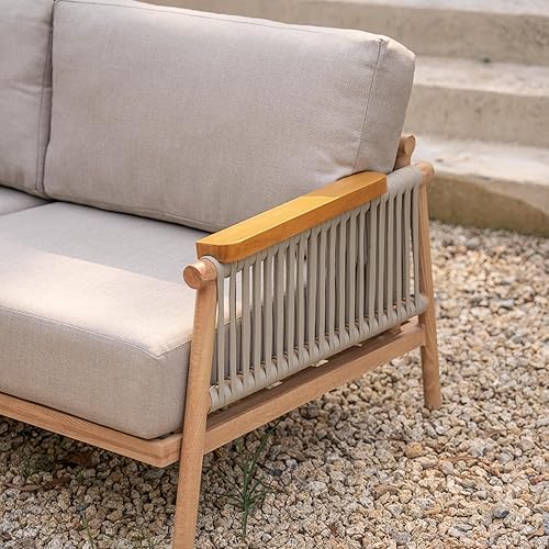 Miniatura 11 de Acanva Modern All-Weather Aluminum Outdoor Patio Sofa with Thick Cushions, Olefin Fabric Sunroom Backyard Furniture, Couch Light Khaki