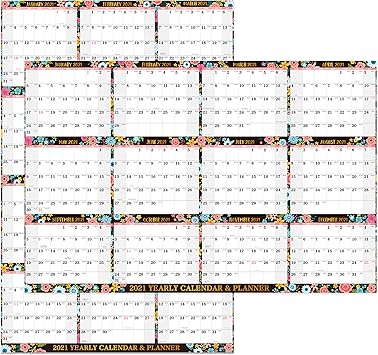 Amazon Com 21 Yearly Wall Calendar 21 Dry Erase Calendar With Julian Date Jan Dec 21 Thick Paper Vertical Horizontal Reversible 34 8 X 22 9 Office Products