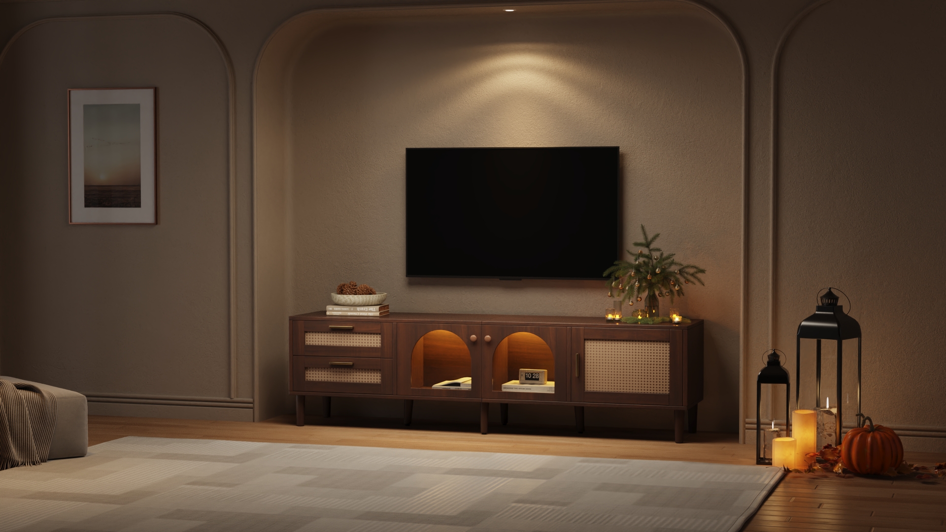 Amazon.com: Virubi 71'' LED TV Stand, Boho Entertainment Center