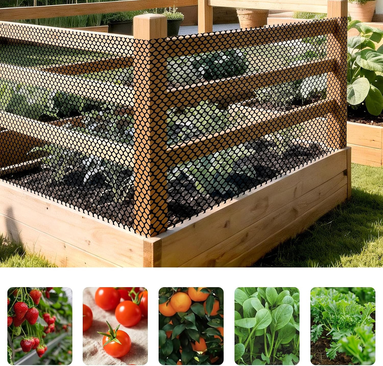 Plastic Chicken Wire Mesh 15.75inch x 50 Feet, Black Garden Protection Fencing Heavy Duty Wire Mesh Fence, Balcony Garden Floral Netting Fencing Barrier for Cat Dog