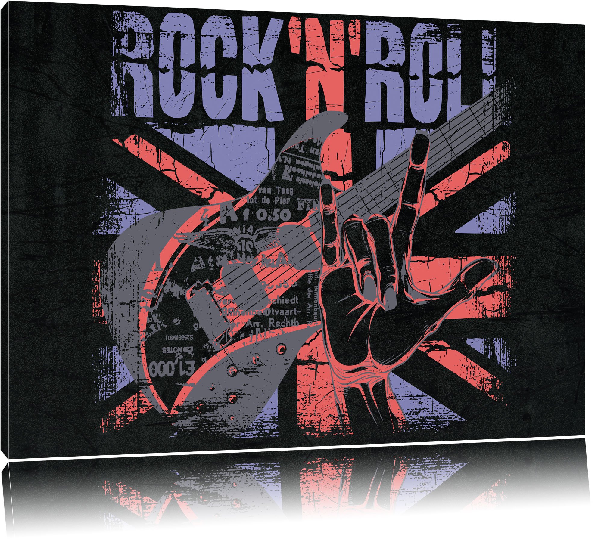 Pixxprint Rock n Roll Nero Stampa su Tela 120x80 cm Artistica murale
