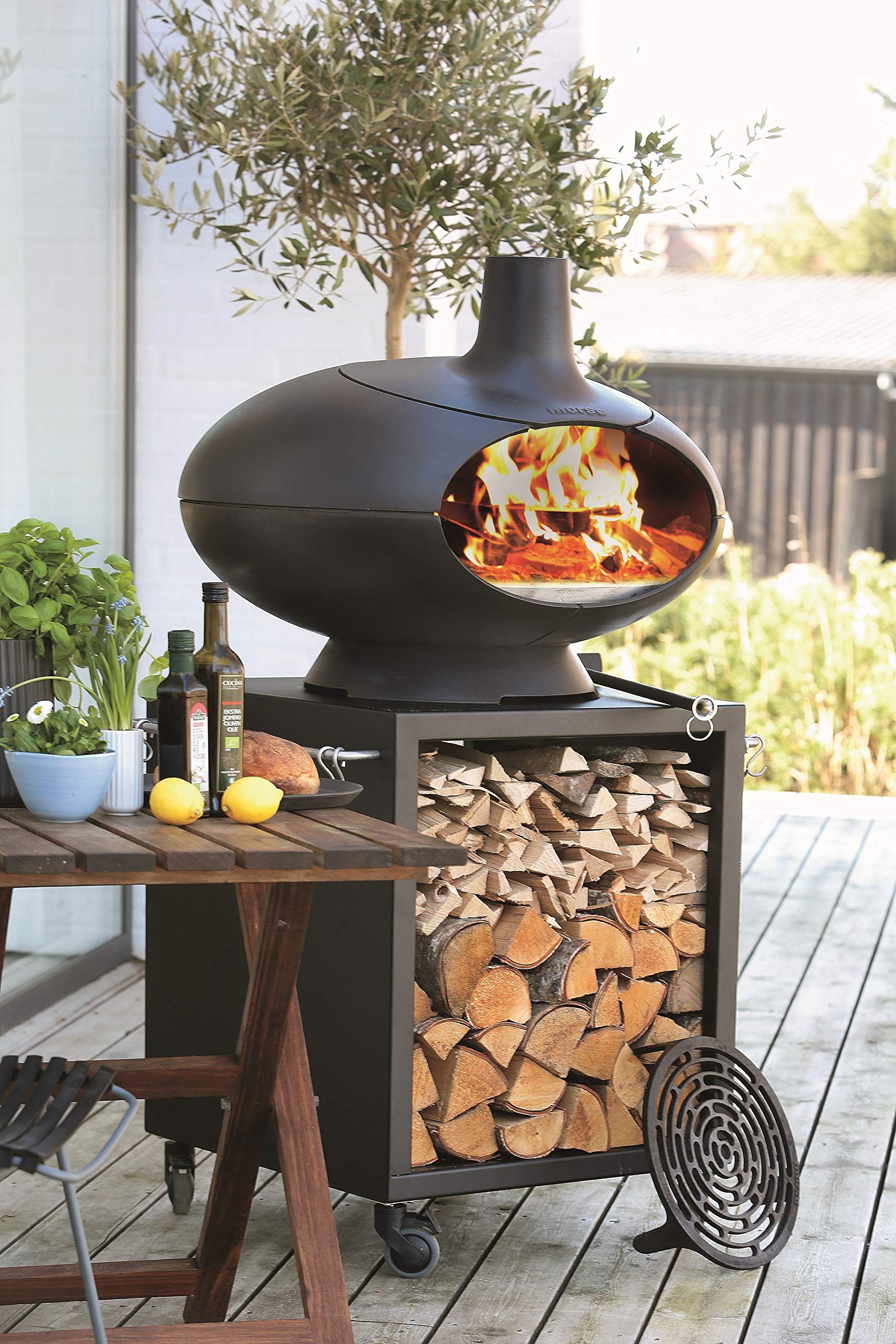 Morsø Terra Grilltisch – Outdoor-Küche aus robustem Stahl, Grillwagen für Gasgrill, Outdoor Ofen oder Kohle-Grill, im cleanen Design, Schwarz