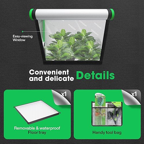 Miniatura 5 de VIVOSUN S448 - Kit de ventilador con clip para tienda de cultivo AeroWave A6, 4 x 4, Mylar altamente reflectante para plantas hidropónicas de